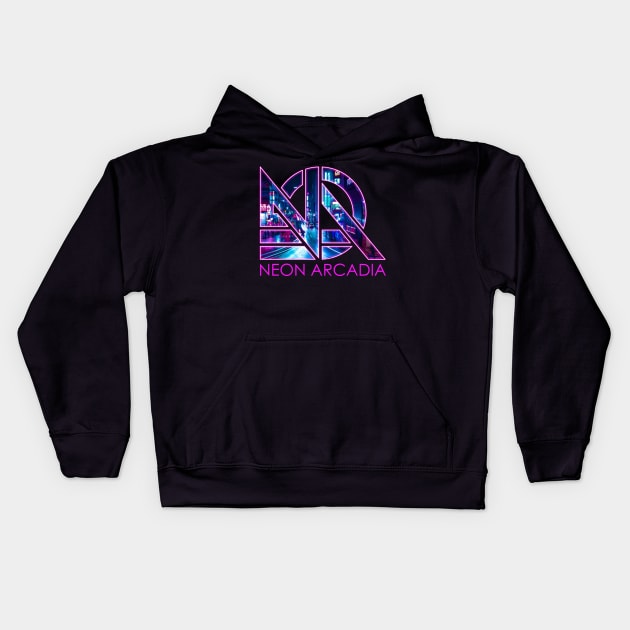 Neon Arcadia Daydreams logo shirt Kids Hoodie by Pressed for Time Productions
